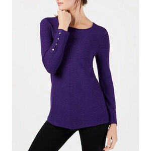 ALFANI Purple Ribbed Knit Sweater Size M
